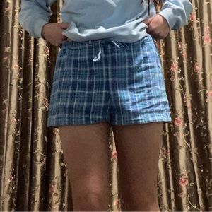 Blue and white flannel shorts
